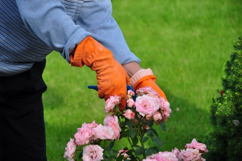 Local team installing artificial lawn in a central London property